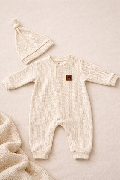 The Nest Kids Ivory Teddy Organic Jumpsuit Set
