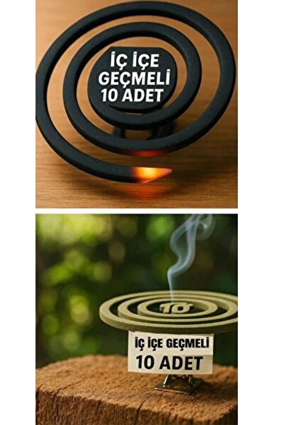 everart 10’lu Doğal Esansı Sineksavar Set Yavaş Yanan, İç İçe Geçmeli Spiral ...