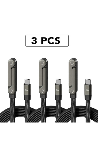 Choice1 1.5M-4.9ft-59in 3PCS oozcc 240W Elbowed 180° Fast Charging Foldable P...