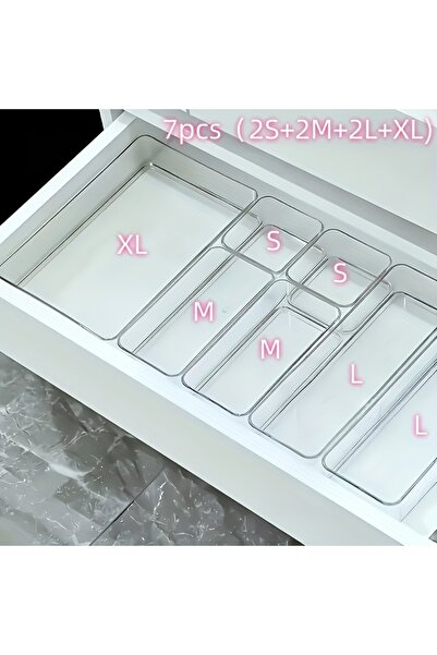 Choice 7pcs 4/7 PCS Acrylic Clear Drawer Organizer Set, Cosmetic Storage Box ...
