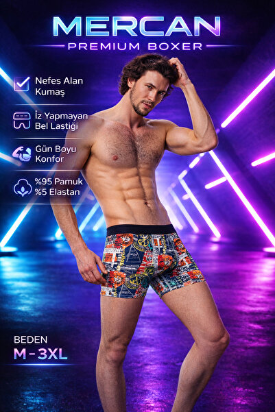Mercan 6-Pack Ocean Patterned Flexible Boxers - Comfortable Fit, Gain Energy