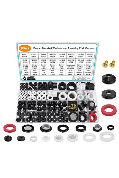 Choice 203Pcs 203 Pcs Plumbing and Faucet Washers Assortment Kit for Assorted...
