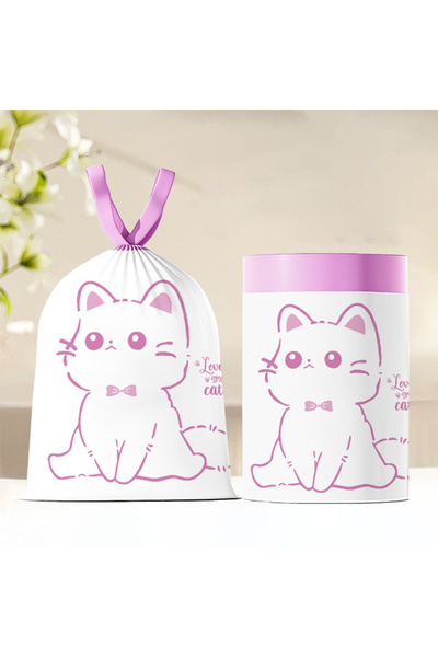 Choice 75Pcs 45x45cm Pink 75Pcs Drawstring Trash Bags Printed Tear-Free Dispo...