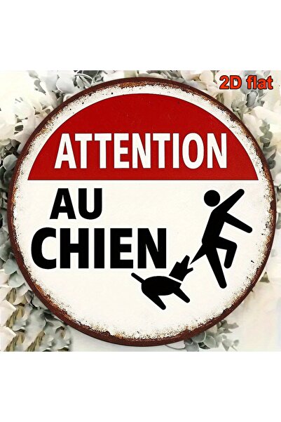 Choice TYA-1059120-20cm 2D Flat Vintage French "Beware of Dog" Sign, 1pc Meta...
