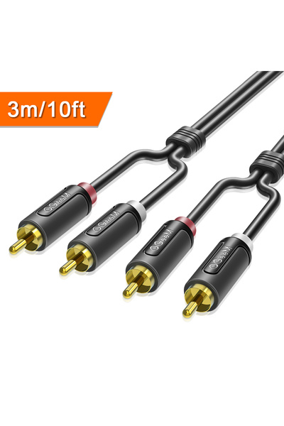 Choice1 كابل صوت ستيريو RCA بطول 3 متر (10 قدم) من QGeeM، موصل 2RCA إلى 2RCA،...