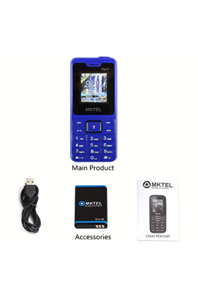 Choice1 هاتف MKTEL OYE 3 أزرق اللون بشريحتين، لوحة مفاتيح كبيرة، بطارية 1800 ...