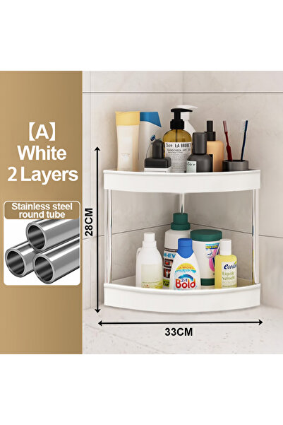 Choice White 2 layers With Wheel Bedroom Toiletries Storage Rack Stainless St...