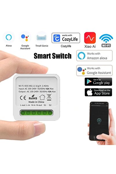 Choice مفتاح ذكي صغير أبيض من Tuya بقوة 16 أمبير يعمل بتقنية الواي فاي، مزود ...