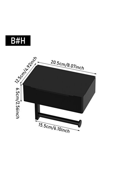 Choice black-B 2 In 1 Home Adhesive Toilet Paper Holder Box with Shelf and St...