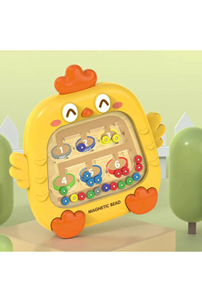 Choice YELLOW Montessori Magnetic Bead Maze Board Toy, Color Number Sorting P...