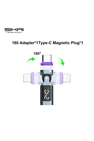 Choice6 محول 180 درجة ×1، محول USB-C إلى USB-C مغناطيسي، شحن سريع 240 واط، نق...