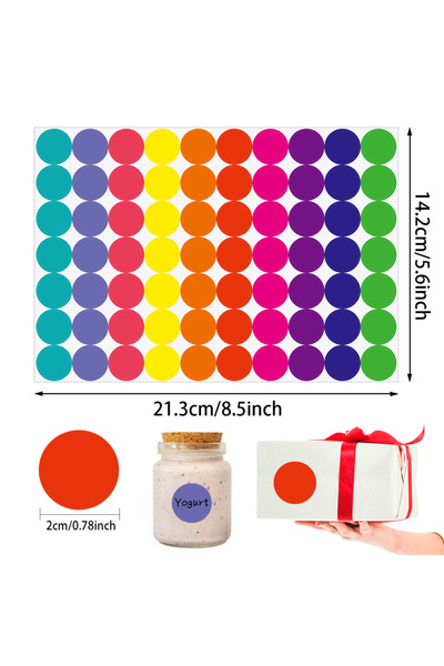 Choice 2cm-700pcs 350-700pcs 10 Colors Colorful Dot Glue Stickers, Round Labe...