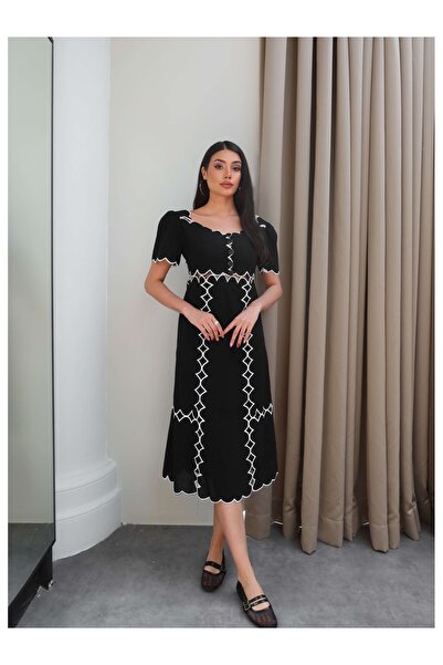 ESRAHELVACI Embroidery Detailed Midi Dress