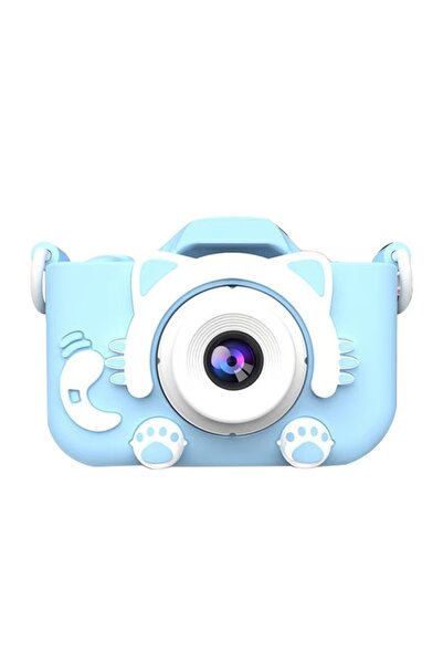 Choice Blue Cat-Shaped Cute Kids Camera Portable With Lanyard 1080P HD Photog...