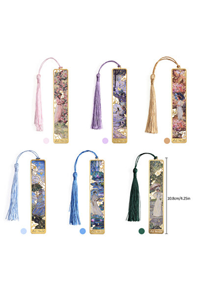 Choice 6pcs 6Pcs Vintage Metal Bookmarks, Oil Painting Art Theme, Elegant Flo...