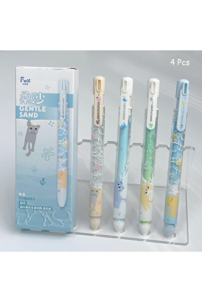 Choice black Ocean and Cat 4Pcs/Box Fun Ocean Cat Gel Pens 0.5mm Rippled Quic...