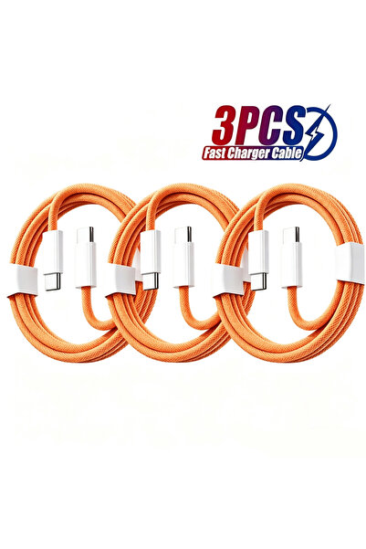 Choice3 2m Orange 3PCS 60W Fast Charger Cable For iPhone 17/16/15 Pro USB C t...