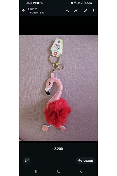 NO BRAND Red fire colored pompom flamingo keychain and bag ornament.