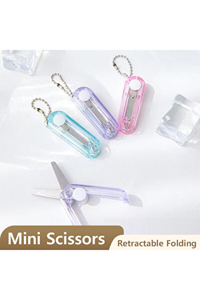 Choice1 pink Transparent Mini Scissors, Retractable Folding Portable Scissors...