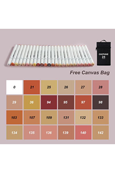 Choice1 24Color THOTUNE 12/24 Colors Skin Color Dual Head Marker Pen Alcohol ...