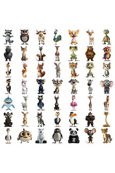Choice 50/100 قطعة ملصقات شفافة من البولي إيثيلين تيرفثالات (PET) بتصميم حيوا...