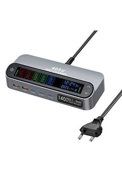 Choice1 EU Plug 405W GaN Charger Display Desktop Fast Charging Station PPS PD...