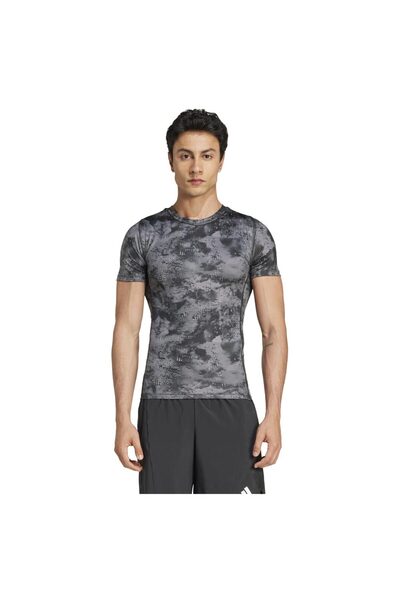 adidas Mens Short-Sleeve Techfit Training Allover Print T-Shirt M