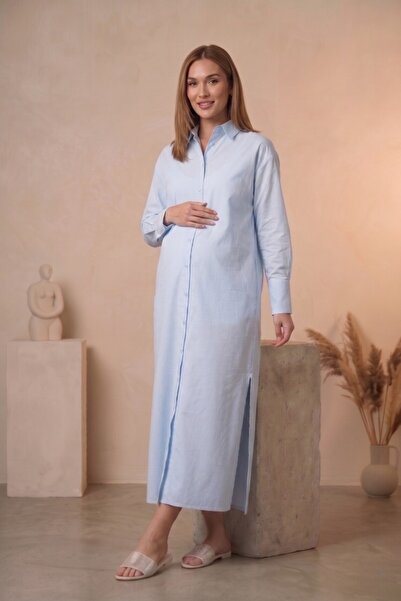 Miss Dünya Lissa Rochie cămașă lungă pentru gravide și postpartum, din țesătu...