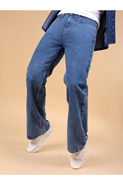 The Indian Garage Co By Styli Men Blue Bootcut Loose Fit Jeans