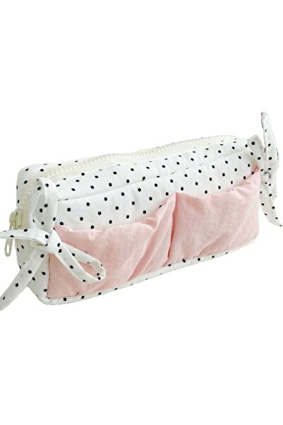 Choice1 Style A Simple and Niche Cute Snow-white Polka Dot Pencil Bag Large C...