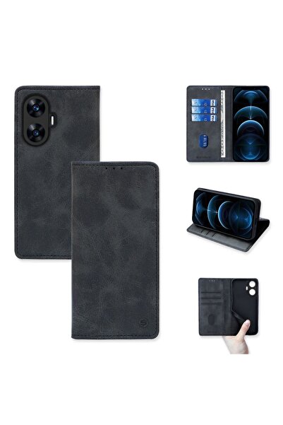 Sonique Θήκη Πορτοφόλι Vintage Magnet Wallet Realme C55 Μαύρο