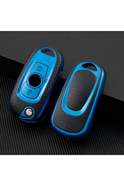 Choice3 Blue Leather TPU Car Key Case Cover For Opel Vauxhall Astra K Corsa E...