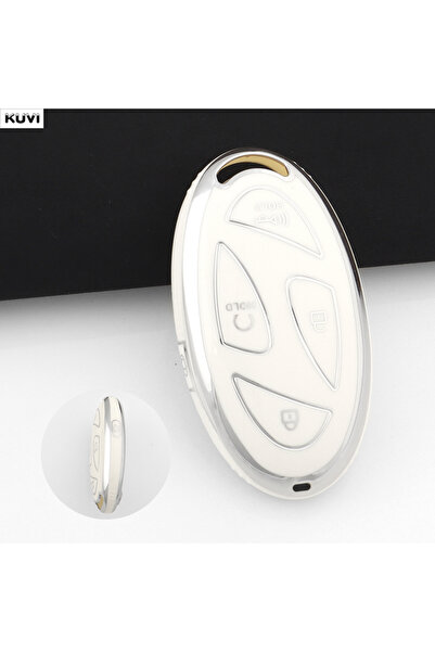 Choice12 5 BTN White 5 Buttons TPU Car Smart Key Case Cover Shell For Hyundai...