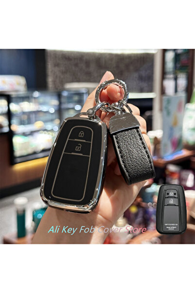 choice2 black with keychain Key Fob Cover Keyring Keychain Lanyard for Toyota...