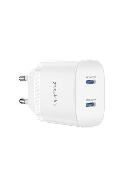 Yesido Φορτιστής YC109 45W 2xType-C και Καλώδιο Type-C PD Λευκό