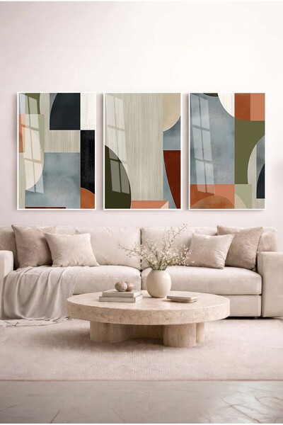 Zevahir Mobilya Dekorasyon Set de picturi abstracte în tonuri pastelate Bauha...