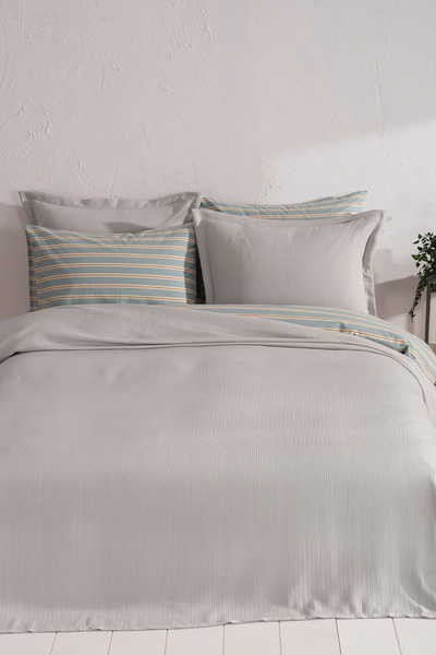 Puffy Vane Single Bedspread Set - Light Gray