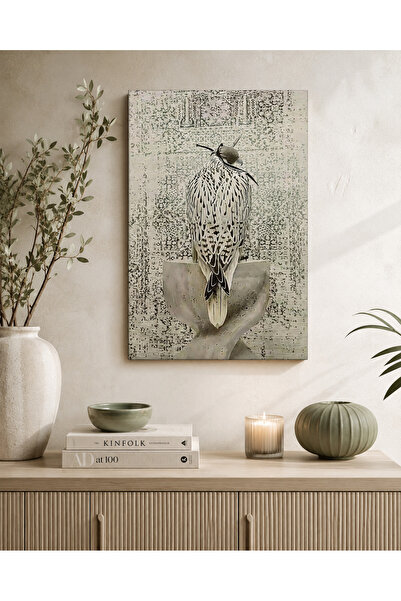 Ghaith Store White Falcon Canvas Art - Luxurious Wall Decor for a Modern Arti...