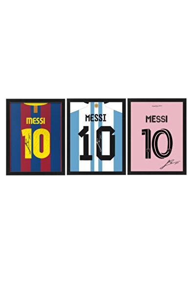 Boomah Accessories Set of 3, Lionel Messi Autographed Club Jerseys Collection...