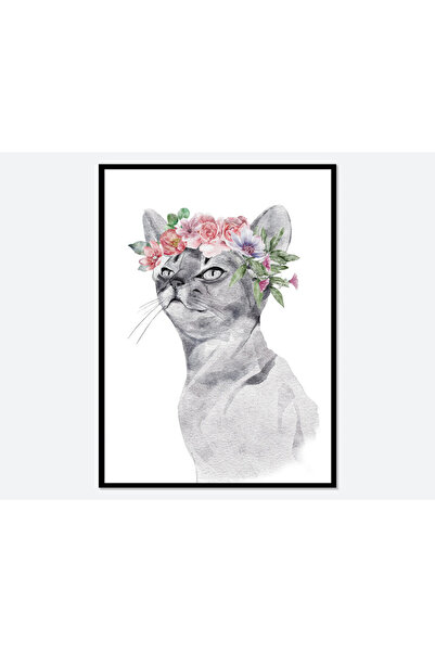 Boomah Accessories Cat with Flowers Safari Nursery Wall Art Poster with Frame...
