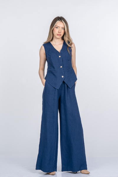 MissVina Set pantaloni și vestă din țesătură de in premium Samira 1321