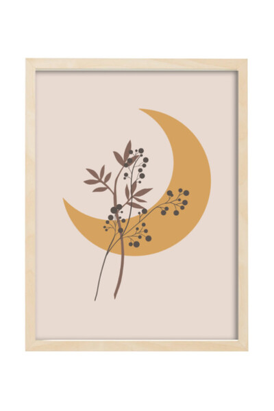 Boomah Accessories Floral Moon, Mid Century Modern Art Boho Décor Poster with...