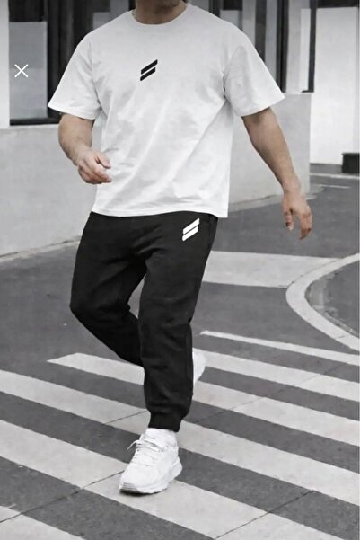 FAEL LİFE Unisex Wide-Let T-Shirt and Sweatpants Set with Double Line Print