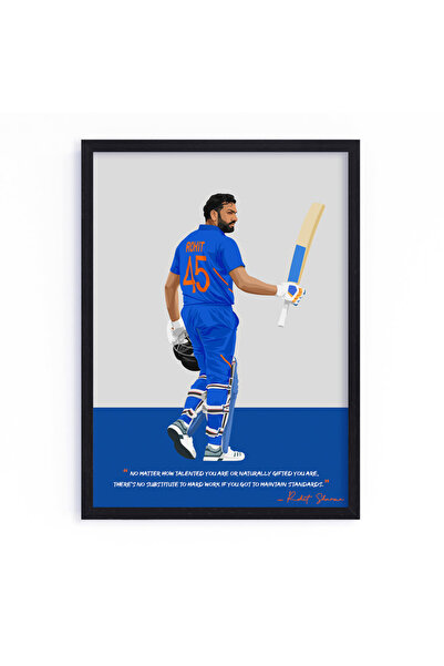 Boomah Accessories Rohit Sharma Indian Cricket Team Illustration Art Poster w...