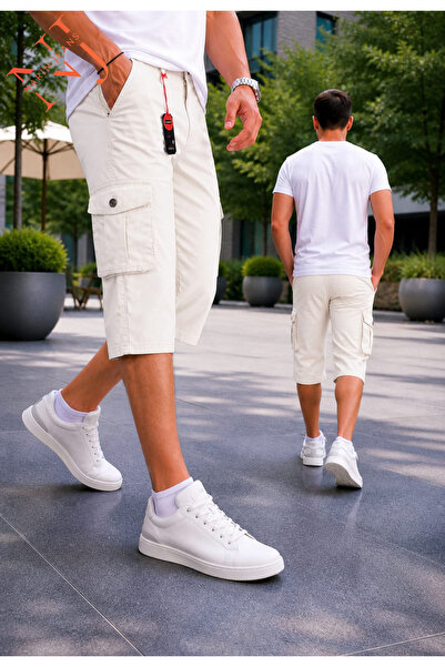 NARİN JEANS ERKEK BERMUDA ŞORT UZUN KAPRİ KARGO CEPLİ UZUN KAPRİ DİZ ALTIY YU...