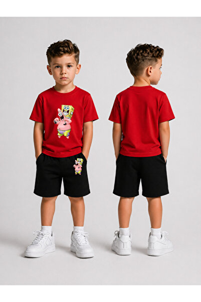 LORVEX Children's T-Shirt and Shorts Set Printed Cotton Summer Combination