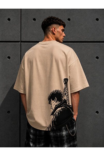 Nulivez تي شيرت Berserk Guts كبير الحجم للجنسين - تي شيرت مانغا مطبوع عليه رس...