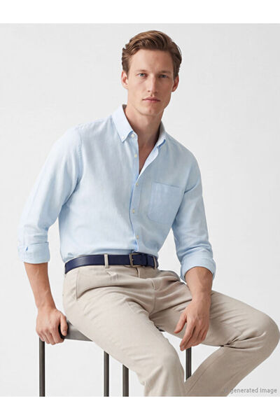 LC Waikiki Rmz Gi̇yi̇m Farkiyla Standart Fit Ke Linen Stylish Men's Shirt