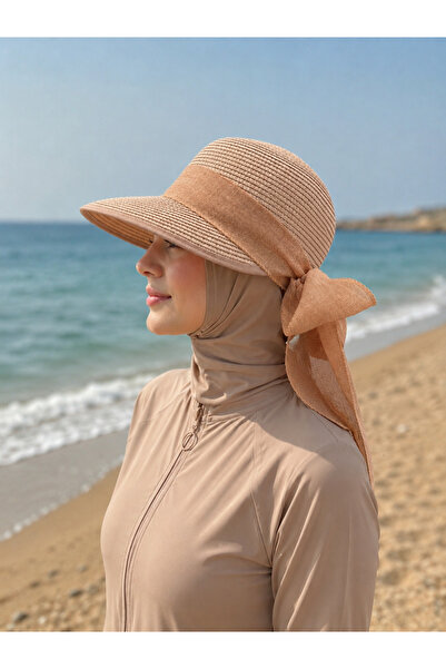 Women's Premium Straw Hat Back Adjustable Velcro Hijab Summer Sun Hat