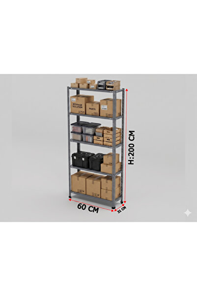 AYYILDIZ RAF - 5 KATLI 31x60 Çelik Raf & Depo Rafı & Arşiv Rafı & Kiler Rafı
